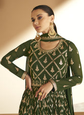Real Georgette Gown in Mehendi